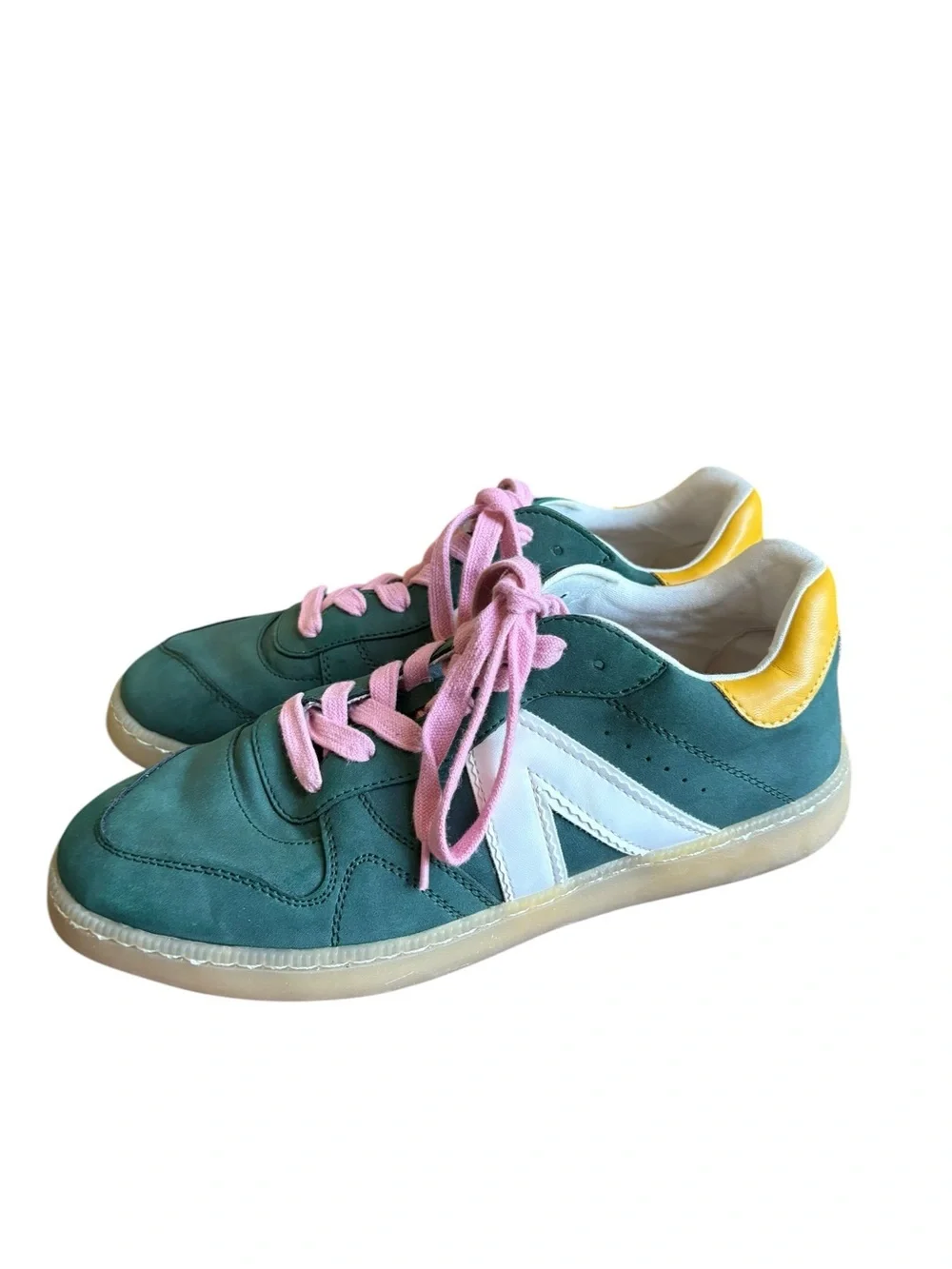 MIA Girl Kloie Dark Green Multi Colorblock Sneakers Pink Laces size 10 - Picture 2 of 8